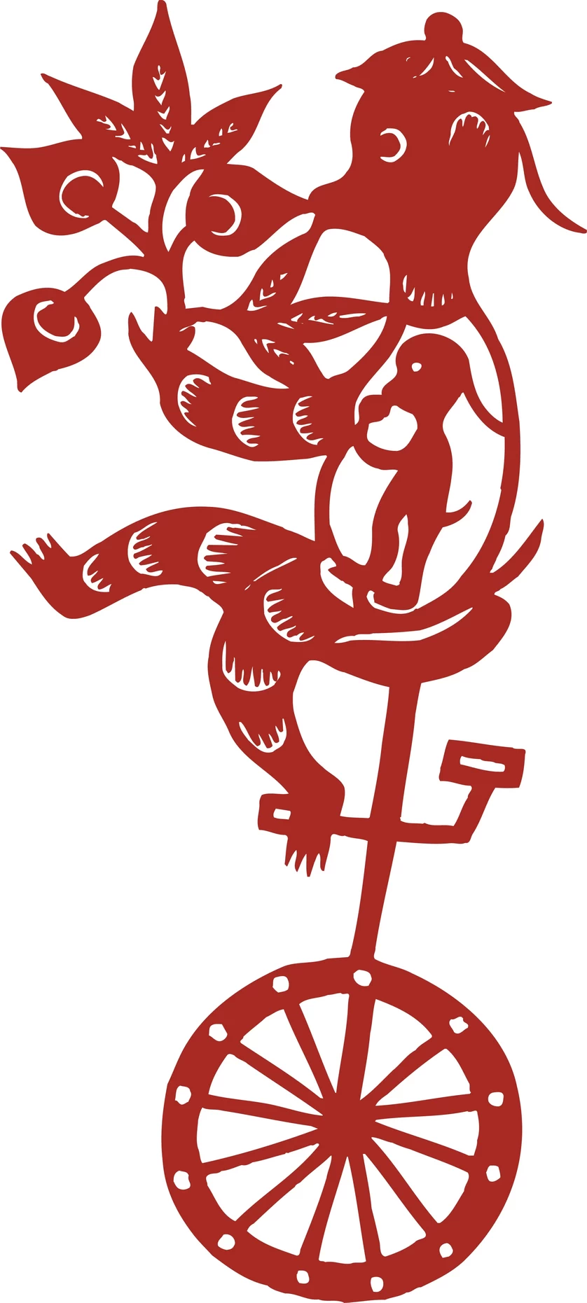 中国风中式传统喜庆民俗人物动物窗花剪纸插画边框AI矢量PNG素材【492】